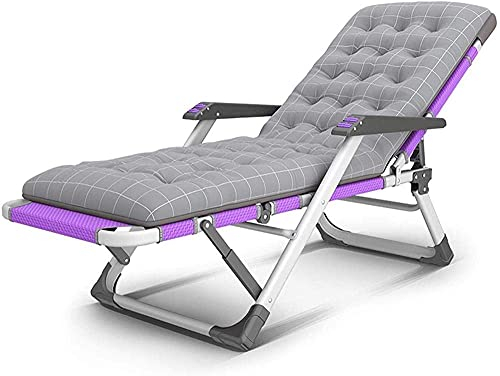 CAPXXIN Gartenliegen und Liegen Gartenmöbel Lila Klappbett mit grauem Kissen Sonnenliege Verstellbarer Stuhl für den Strand Pool Außenterrasse Garten Camping Needed