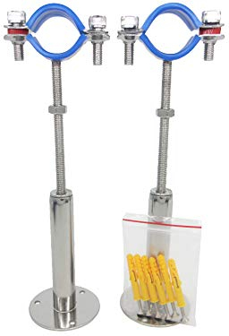 Edelstahl Höhenverstellbare Rohrschelle - Wand/Deckenmontage für 32mm bis 34mm Rohre, Schwerlast Rostfreie Rohrhalterung mit Befestigungsmaterial, verlängerte Ausführung, 2er Set