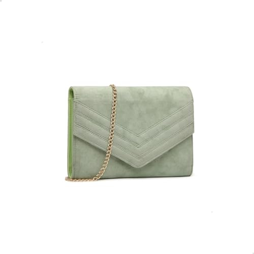 Miss Lulu Clutch Damen, Elegante Envelope Pochette, Vegan Wildleder Handtasche Klein Clutch Umschlag Crossbody Schultertasche Tasche Abendtasche