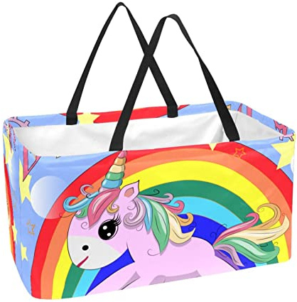 Rectangular shopping basket Laundry Baskets Fabric Storage Bin Boxes Cute Unicorn Dreamer Rainbow