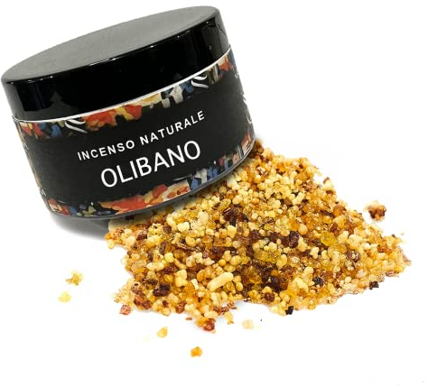 Samsara Incienso natural de resina, granos, hojas puro sin sustancias añadidas – Paquete elegante y práctico – 75 ml – Fumigación Purificación (Olibano)