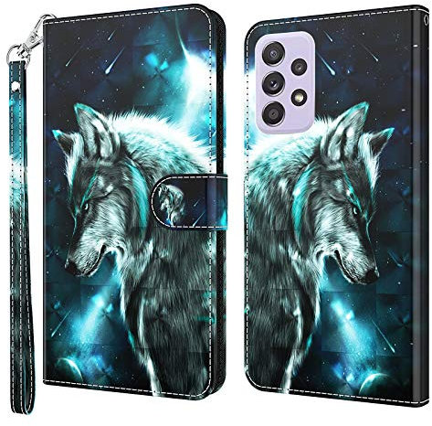 Rapuled Kompatibel mit Samsung Galaxy A23 4G/F23 5G Hülle, Handyhülle für Samsung A23 4G/F23 5G, Leder Wallet Magnet Etui Schutzhülle Lederhülle Klapphülle Tasche Flip Book Case Cover(Wolf)
