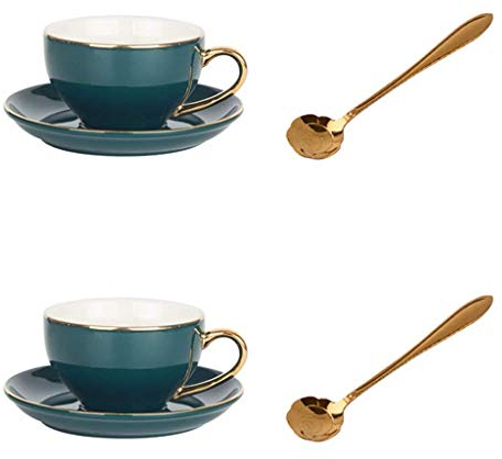 Keramik-Essteller, englische Keramik-Teetassen, Teeservice, Kaffeetasse, Teller, Löffel-Set, Porzellantasse mit Getränkehalter, geeignet für den Heimgebrauch, Teeparty, CAPP ()