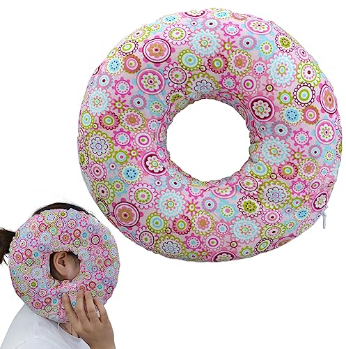 Sylanda Piercing Kissen, 23 * 23 * 5cm Piercing Kissen Ohrkissen rundes Donut-Kissen mit Loch Baumwolle Donut Kissen Schlafkissen Kopfkissen für Ohrenschmerzen Piercing Seitenschläfer