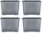 Wham Crystal 4x 80L Plastic Storage Boxes with Lids. Large Size, Strong (Pack of 4, 80 Litre). Made in the UK (Tint Smoke (Black))