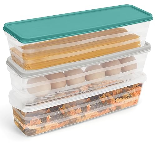Toplive Food Storage Containers with Lids,Kitchen Plastic Food Containers Set-3PCS BPA Free Pasta organizer for Cereal,Nuts,Eggs and Other Dry Goods