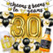 Cefanty Dekoration zum 30. Geburtstag für Ihn, 30 Geburtstagsdekorationen mit 101,6 cm goldenen 30 Zahlenballons, Prost bis 30 Jahre Banner, Fransenvorhänge und Tassen, Folienballons