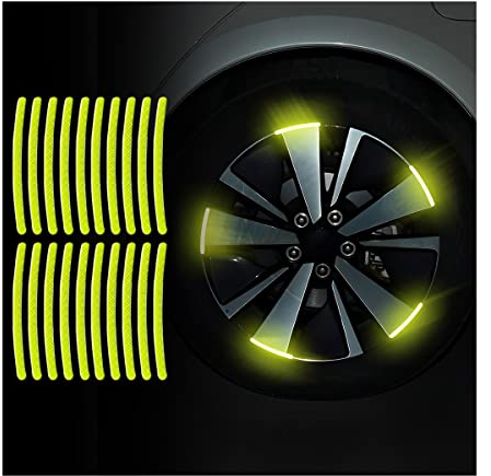 CGEAMDY 20 Stück reflektierende Rad Felgenstreifen Aufkleber, Reflektierende Felgenaufkleber Selbstklebende wasserdichte Universal für Motorrad Auto Fahrrad(Grün)
