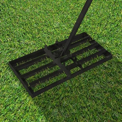 YRHome 50x25cm Rasen Rakel Rakel zum Sanden Abziehen Rasen Nivellierrechen Rasenwerkzeug Flächenebner Levelingrake Leveler Lawnleveling mit ergonomischem Griff für Hinterhof Golfplatz Garten, Schwarz