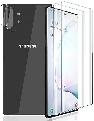 Yiunssy Verre Trempé pour Samsung Galaxy Note 10 Plus [2 Pièces] + Caméra Arrière Protecteur [2 Pièces],9H Dureté/sans Bulles/Anti Rayures,Film Protection écran pour Samsung Galaxy Note 10 Plus