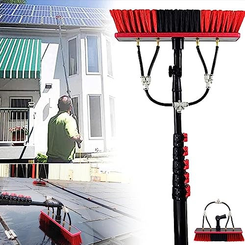 Pxkmouy 18FT/5.4m Professional Extendable Pole, Telescopic Window Cleaner, Conservatory Roof Cleaner, Long Window Cleaning Pole with Solar Panel Brush