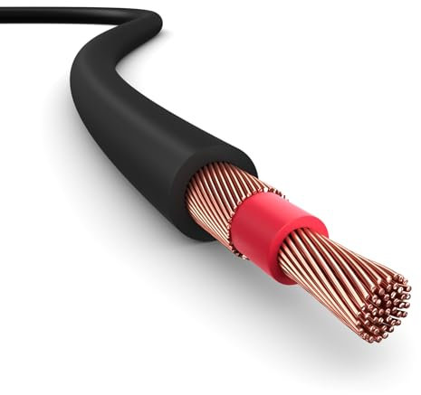 PAXO 10m Koaxial-Lautsprecherkabel, 2 x 1,5mm², OFC/reines Kupfer, flexibles, kompaktes Hifi-Boxenkabel mit 6mm Durchmesser, schwarz