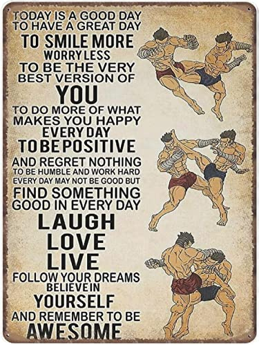 Vintage-Metall-Blechschilder, Muay-Thai-Kämpfer, Muay-Thai-Geschenke, Kickboxen, Kunstdruck, Poster, Kung-Fu-Kampfsport, Heimdekoration, Karate, Taekwondo, Neuheit, Blechplakat, Plakette, Wandkunst-De