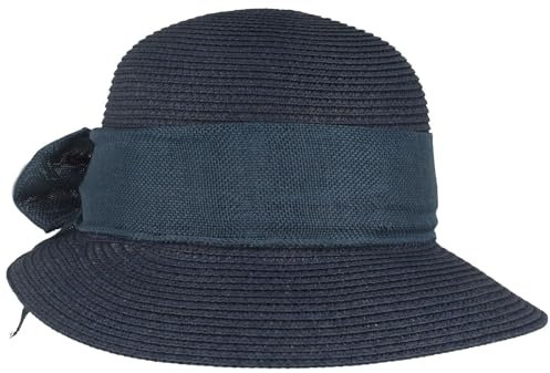 Breiter Damen Strohhut Glocke Strandhut Schute Krempe und modischer Schleife Damenhut 100% Papier
