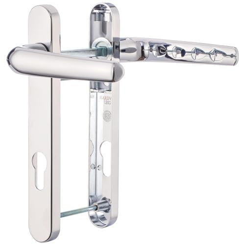 Hardver UPVC Front Door Chrome Handle Set, 92mm PZ 122mm, Double Glazing, Patio, PVC Chrome Composite Door Handles