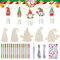 JVBAJV 5 Stück Weihnachtskranz Windspiel Bastelset Weihnachten Basteln Kinder Holz Adventskranz Bastelsets Klangspiele Bastelhandwerk für Weihnachtsdeko Winter Kunsthandwerk Mädchen Junge