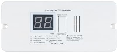 Mulcort Détecteur de gaz, Propane numérique pour Camping-Car avec Alarme sonore de 85 DB, Alarme de gaz DC 12V pour Camping-Car (Blanc, Grande Taille)