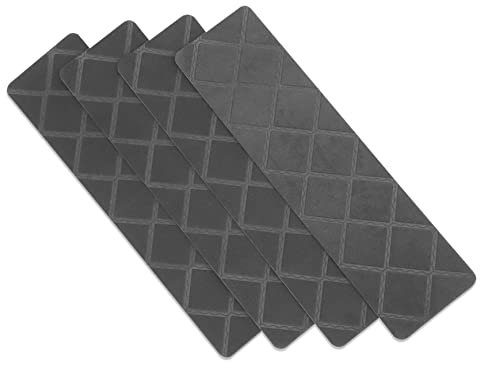 HOMOCONO 4Pcs Non-Slip Stair Treads Self-Adhesive Grey Mats for Wooden Steps Diamond Embossed Soft Reusable Carpet Indoor Outdoor Step Protection