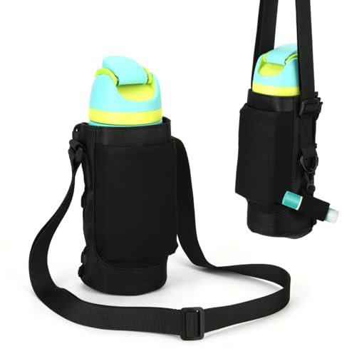 Water Bottle Carrier Bag Compatible with Owala FreeSip Water Bottle, Universal Bottle Holder Carrier Sling Sleeve with Adjustable Strap & Chapsticks Holder, Fit for A Variety of Owala Bottle, 24-40 oz