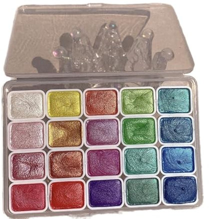 Forestry Shifting Watercolor Painting Set 20 Colors Shimmer Metallic Paint Kit Colourful Glitter Forestry Paint for Art Painting