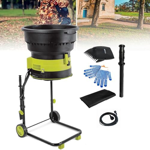 Oiyekntd Quiet Garden Shredder, Electric Leaf Mulcher Compost Shredder, Brushless 2500W Motor, Collection Box, 17:1 Shredding Ratio, Shredding of Wood & Garden Debris,40m-Power-Cord