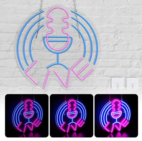 UISEBRT Gamer LED Neonlicht für Dekoratio, Neon Schilder Wanddekoration Leuchtbuchstaben mit USB-Kette, Lichtmodulator, Haken und Kette, 5V LED Schriftzug für Party Game Room Deko Bar (Live)