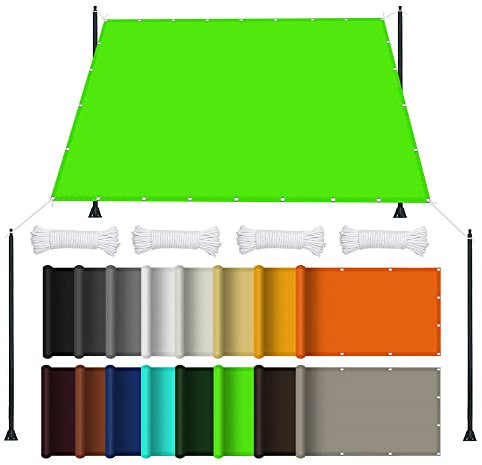 Toldo parasol cuadrado de 1,7 x 4 m para jardín, patio, con cuerda incluida, parasol para exteriores, para césped, pérgola, terraza, color verde tierno