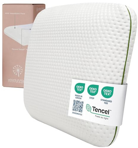 MIMUSELINA Almohada de 60 x 40 x 6 para niños a partir de 2 años, suave y transpirable para un sueño seguro, espuma viscoelástica 100% natural Öko-Tex, funda hipoalergénica Tencel