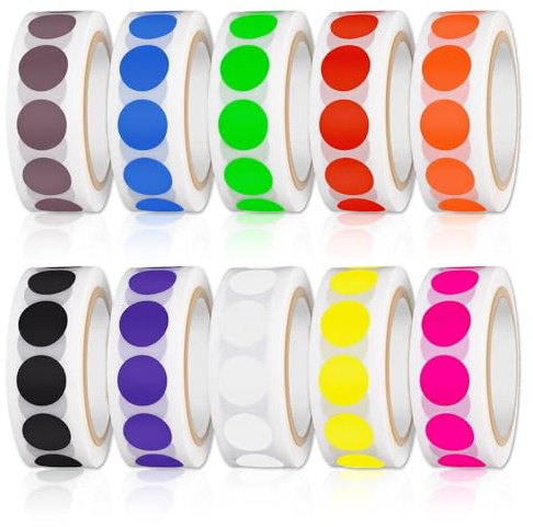 LEOINAER Klebepunkte Bunt Aufkleber Set selbstklebend Rundetiketten farblich Sortiert 10.000 Stück 13mm für Markierung & Organisation