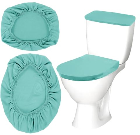 Toilet Tank Cover and Toilet Lid Cover Washable Toilet Cover Set with Elastic Bottom Soft Stretch Fabric Cover for a Lid Toilet Tank Toilet Top Cover Back of Toilet Tank Cover Replacement (Green)