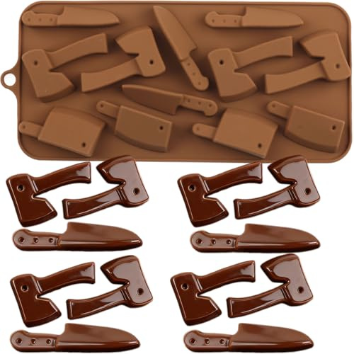 AIBOYA 12 Cavity Knife Silicone Candy Molds Axe Chocolate Mold For Candy Chocolate Cake Decoration