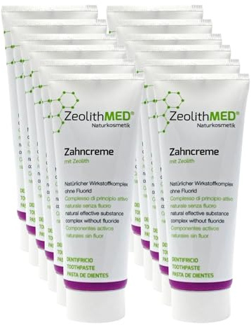 12er Pack Zeolith MED Zahncreme 75 ml, Premium Xylit Zahnpasta ohne Fluorid, natürlicher Wirkstoffkomplex