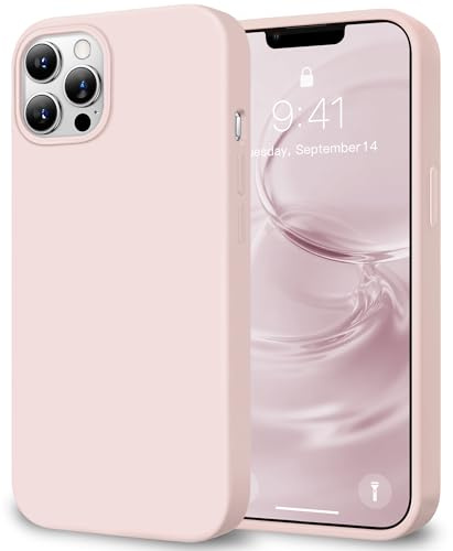 HOOMIL Hülle für iPhone 12 Pro Max, Flüssigsilikon, Seidig Weiche Haptik, Militärischer Stoßschutz, Stoßfeste Handyhülle mit Kratzfestem Mikrofaserfutter - Kreide-Rosa