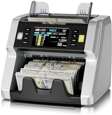 LOLARAN AL-923 Mixed Denomination Money Counter Machine, Value Counting with CIS/UV/MG/IR/DD/DBL/HLF/CHN Counterfeit Detection, Touch Screen, Supports 120 Currency Programs