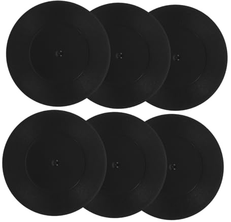 MUELODSIC 6pcs Vintage Vinyl Record Coasters for Drinks Retro Abs Material Cup Mats with Anti-slip Base Stable Table Protection for Home Living Bar Table Decor