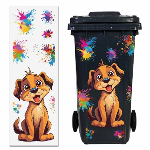 GORGECRAFT Mülltonnenaufkleber 25 x 72cm Wasserfest Lustige Hunde Mülltonnenaufkleber Tier Mülltonnenaufkleber PVC Selbstklebefolien Große Vinyl Etiketten Für Kühlschrank Wand Einfahrt Garten Außenber