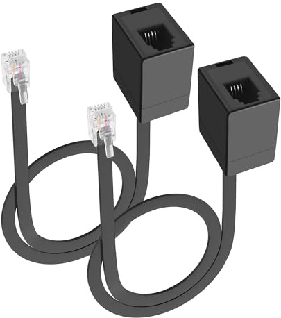 MEIRIYFA RJ9 Telefon Training Adapter Verlängerungskabel, RJ9 4P4C Stecker auf Buchse Adapter Kabel Schnelltrennung für Schreibtisch Büro Telefone (2Pack, 25cm)