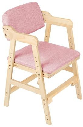 Höhenverstellbarer Holzhochstuhl für kinder von 2 bis 12 Jahren, Mitwachsender Kinderhochstuhl, Höhenverstellbar, hochstühle,bis 90 kg für Kinder und Erwachsener (48 x 46 x 78 cm – Rosa (1 Stück))