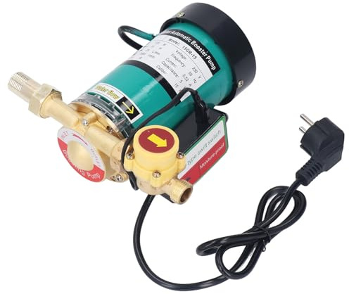 FTVOGUE Bomba Elevadora de Presión de Agua Automática, Bomba de Latón de 120W, 25L/min, 49 Pies, con Ventilador de Disipación de Calor para Calentador de Agua Solar Doméstico