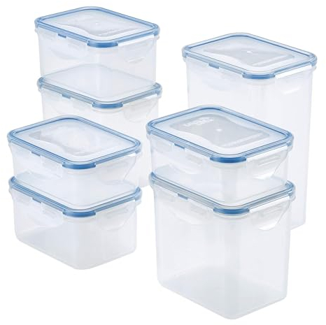 LOCK & LOCK HPL809BS Water Tight Food Containers, 14-Piece Set, Plastic, Clear