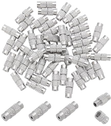 PH PandaHall 50 Sets Messing Schraubenverschlüsse Fass Schmuck Endspitze Kappen 12x4mm Twist Verschlüsse für Armband Halskette Choker Schmuck DIY Handwerk Herstellung, Platin, Loch: 1mm