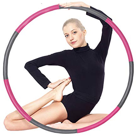 Auoxer Fitness Exercise Weighted Hoop, Detachable and Size Adjustable Design, Lose Weight Fast by Fun Way, Fat Burning Healthy Model Sports Life