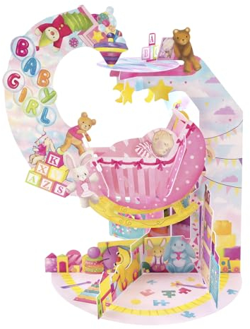 Santoro Pendel, 3D-Pop-Up-Grußkarte – Baby Girl – Für Die Geburt Eines Mädchens, Den Ersten Geburtstag | Geschenke Zur Babyparty Für Mädchen | Glückwunschkarte Zum Baby