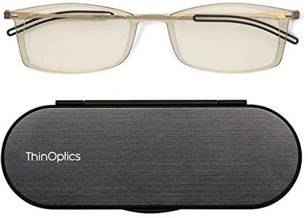 ThinOptics Brooklyn Computerlesebrille 1,5 Stärke - Blaulichtblockierung +1,5 Unisex inkl. Milano eloxiertem Aluminium und Magnetetui