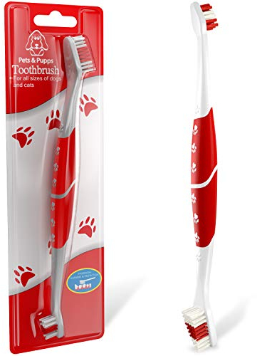 Pet Toothbrush for Dogs, Cats with Soft Bristles - Easy Teeth Cleaning & Dental Care, Non Slip Dual Head Dog Toothbrush
