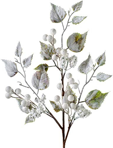 WeRChristmas Artificial Frosted Berries Pick Christmas Tree Decoration, White, 25 cm