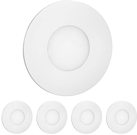 ledscom.de 5 Stück LED Treppenlicht/Wandeinbauleuchte FEX für innen und außen, rund, 85mm Ø, warmweiß