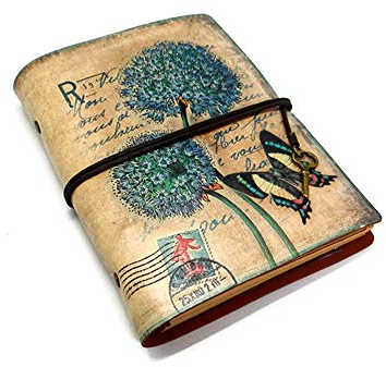 kuaetily Vintage Notizbuch Leder Schönes Tagebuch Reisetagebuch Reisetagebuch Nachfüllbare Notebook Diary (Schmetterling)