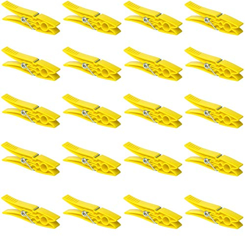 20 Wäscheklammern, Kunststoff, Wäscheleine, Socken, Handtücher, Farbe: Gelb