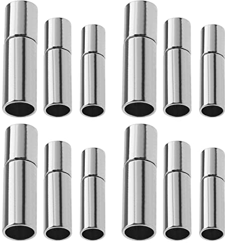 eMagTech 30 Stück Schnur Kordel Endkappen Endverschluss 3mm 4mm 6mm aus Kupfer für Leder Seil Armband Halskette DIY Schmuckherstellung Silber